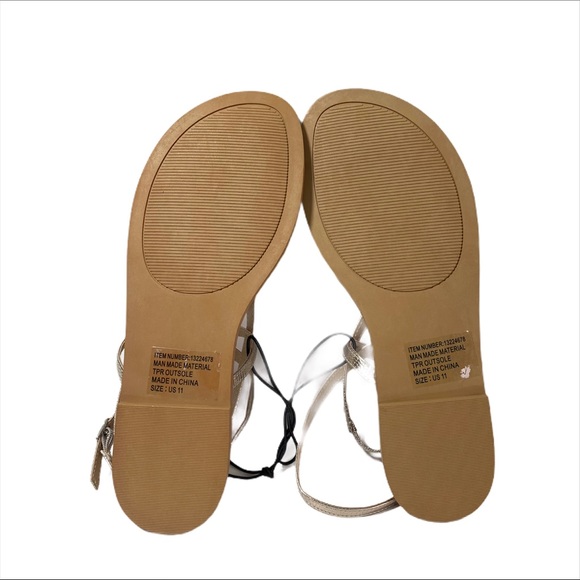 Torrid Gladiator Metallic Gold Ankle Strap Snakeskin Sandal - Picture 6 of 8